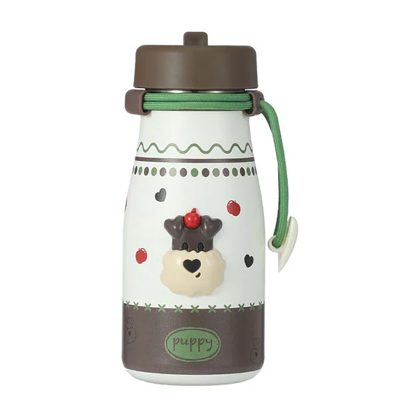 Mjölkflaska i rostfritt stål med sugrör